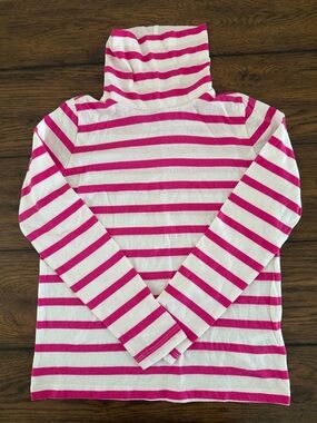 Crewcuts Pink & White Striped Turtleneck Long-Sleeve Top